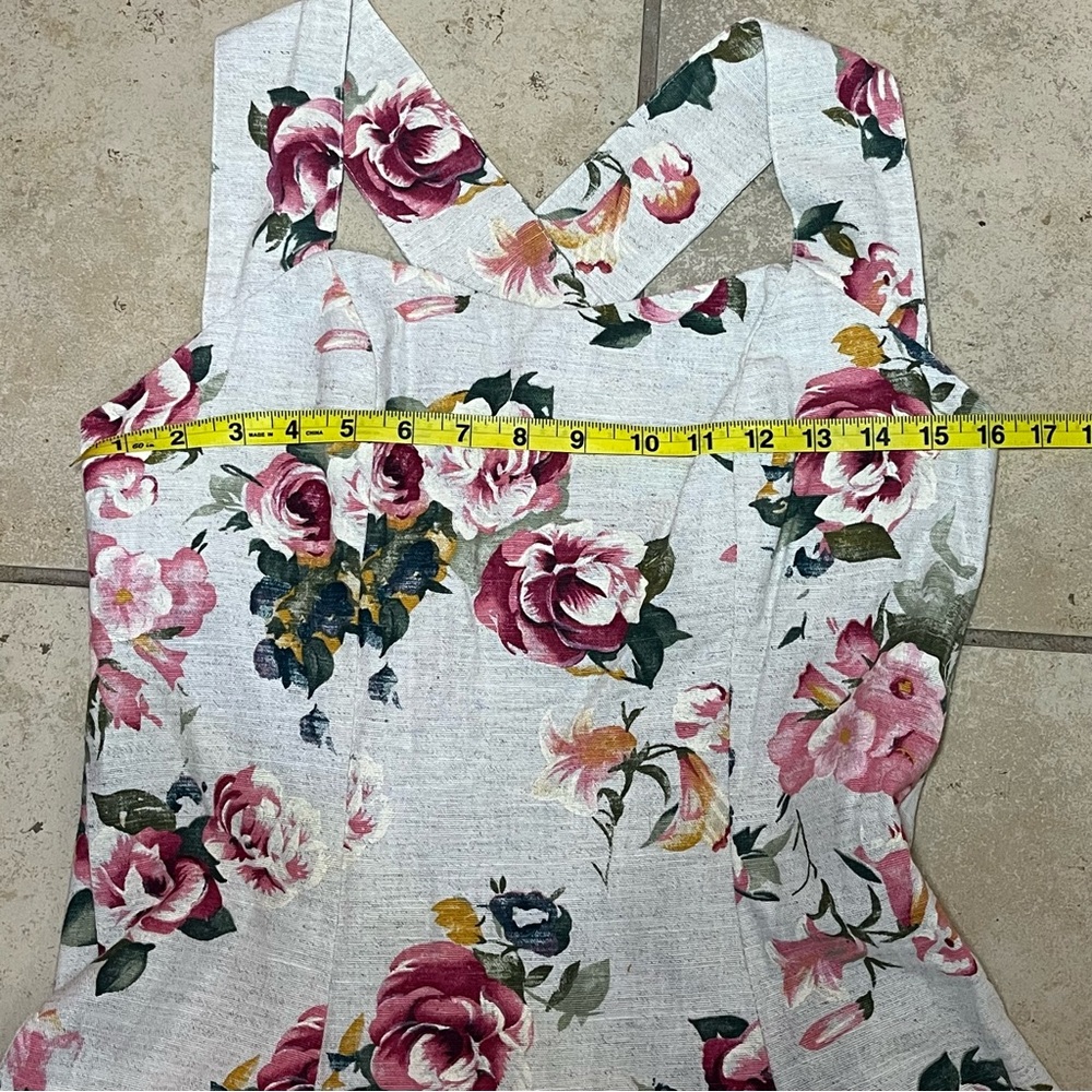 Vintage Linen Maxi Dress Daisy of California Floral XS/S Cottagecore USA Made - Picture 11 of 13